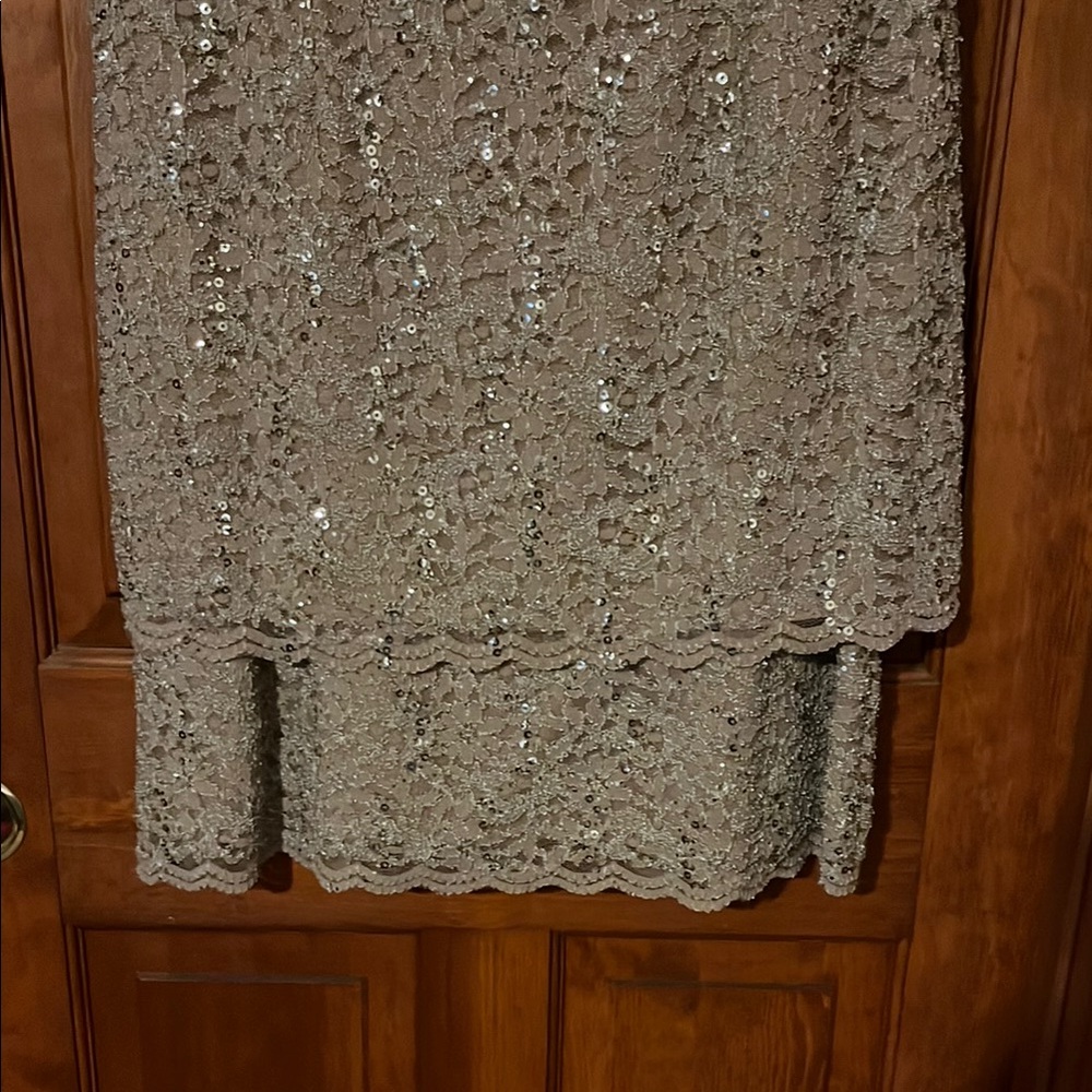 Alex Evenings Taupe Sheath Mini Dress for Cocktail Parties - Picture 3 of 5